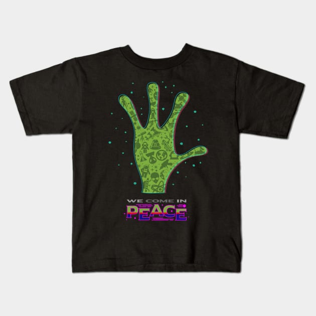 We Come in Peace Hand Sign Kids T-Shirt by Genesis